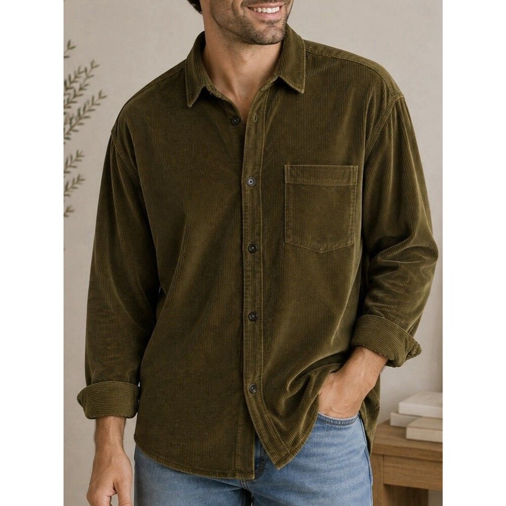 BP Mens Corduroy Button Down Shirt Cabincore Gorpcore 90s Grunge Shacket M